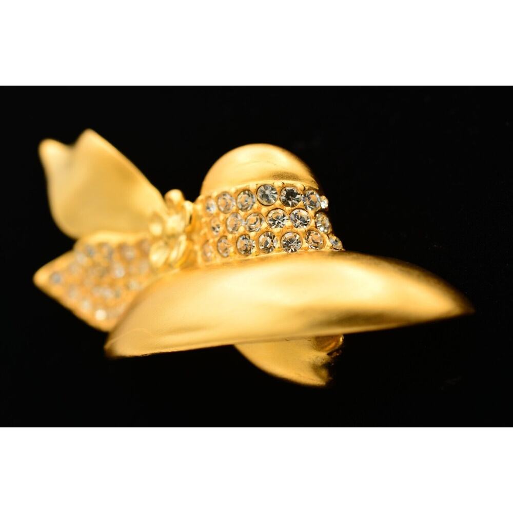 Givenchy Vintage Woman Pin Brooch Brushed Gold Profile Hat Chunky Signed Bin4 - Picture 4 of 12
